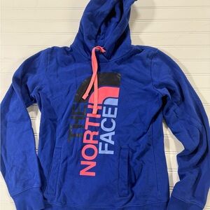 The North Face Blue Hoodie with Pink Accents
